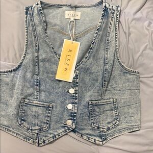 Risen Women's Blue Denim Vest Top